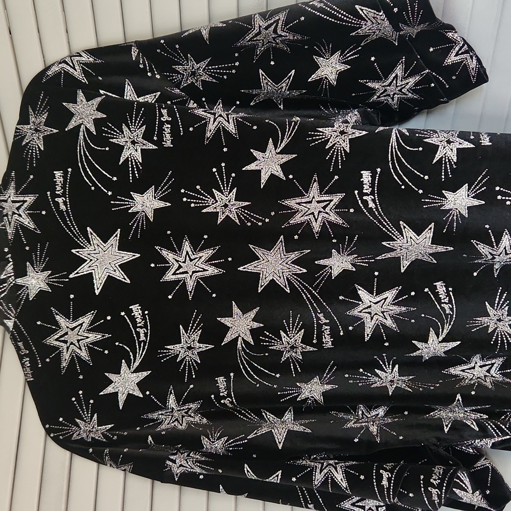 Victoria's Srcret Black Velvet Star Glitter Limited Edition Robe Kimono M/L - Picture 7 of 11